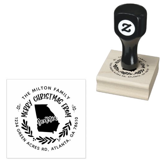 rustige georgia merry kerstmis rubberstempel (Gestempeld)