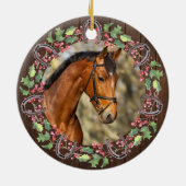 Rustige gepersonaliseerde 2 foto's Paard Kerstmis Keramisch Ornament (Achterkant)