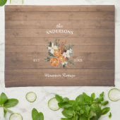 Rustige gepersonaliseerde berghuisfamilie theedoek (Gevouwen)