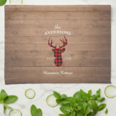 Rustige gepersonaliseerde berghuisfamilie theedoek (Gevouwen)