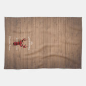 Rustige gepersonaliseerde berghuisfamilie theedoek (Horizontaal)