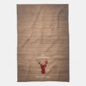 Rustige gepersonaliseerde berghuisfamilie theedoek (Verticaal)