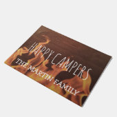 Rustige, gepersonaliseerde Camping Campfire Happy  Deurmat (Schuin)