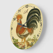 Rustige, gepersonaliseerde kleurrijke Rooster-kipp Grote Klok (Hoek)