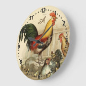 Rustige, gepersonaliseerde kleurrijke Rooster-kipp Grote Klok (Hoek)