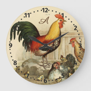 Rustige, gepersonaliseerde kleurrijke Rooster-kipp Grote Klok