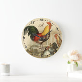 Rustige, gepersonaliseerde kleurrijke Rooster-kipp Grote Klok (Huis)