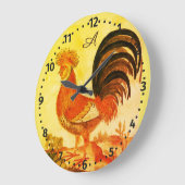 Rustige, gepersonaliseerde kleurrijke Rooster-kipp Grote Klok (Hoek)