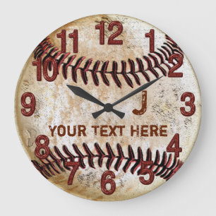 Rustige gepersonaliseerde vintage honkbal wandklok