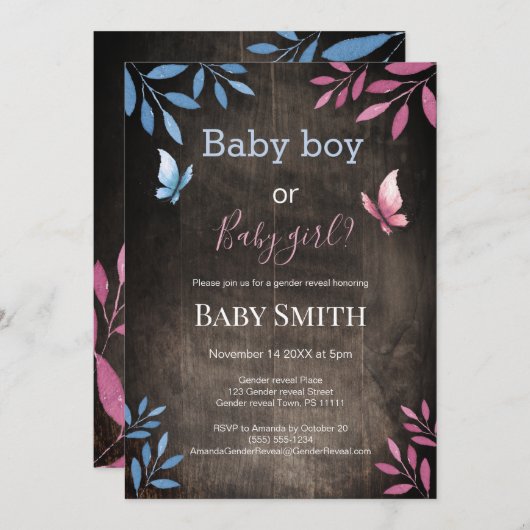 Rustige geslachten onthullen waterverf florale kaart (Voorkant / Achterkant)