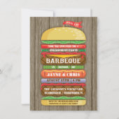 Rustige, gestapelde Hamburger Engagement Party BBQ Kaart (Voorkant)