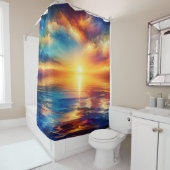 "Rustige getijden: reflecties van de zonsondergang Douchegordijn (In situ)