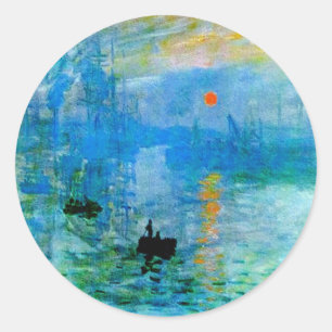 Rustige Geviste Blauwe Zonneeuw Boat Seascape Ronde Sticker
