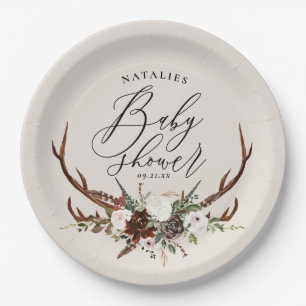 Rustige geweien waterverf florale baby shower papieren bordje