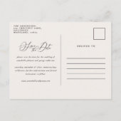 Rustige geweiers script navy burgundy floral bruil aankondigingskaart (Achterkant)