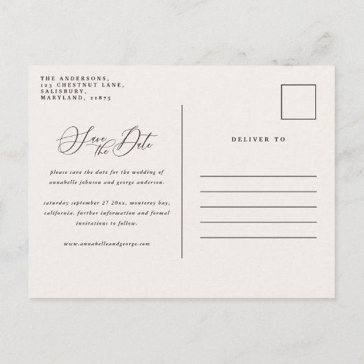 Rustige geweiers script navy burgundy floral bruil aankondigingskaart (Achterkant)