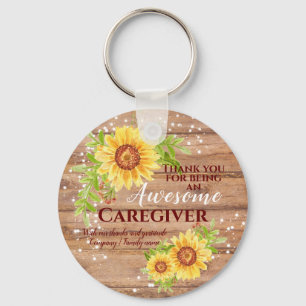 Rustige Geweldige Zorgverlener Floral Sunflower Sleutelhanger
