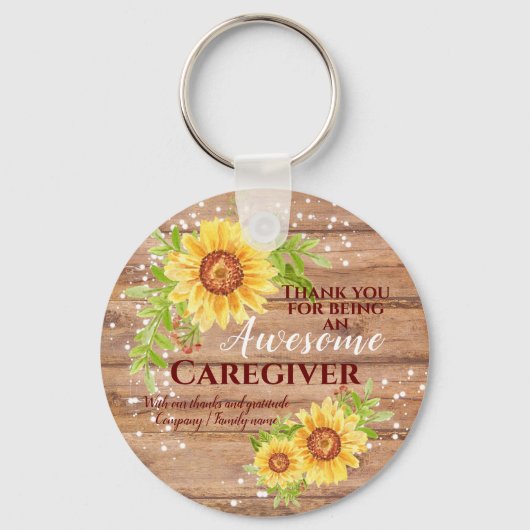 Rustige Geweldige Zorgverlener Floral Sunflower Sleutelhanger (Voorkant)