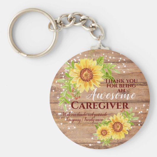 Rustige Geweldige Zorgverlener Floral Sunflower Sleutelhanger (Voorkant)