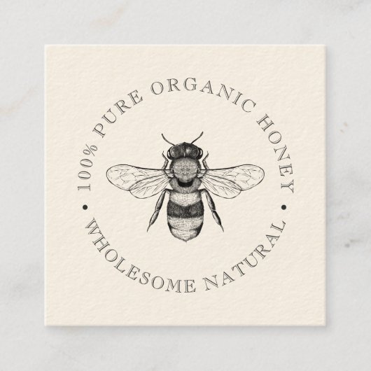 Rustige  gewone honingbijen vierkante visitekaartje (Voorkant)