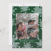Rustige gezinsfoto Prettig kerstfeest samen groen Feestdagenkaart (Voorkant)