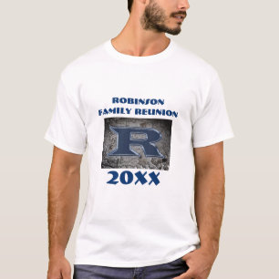 Rustige gezinshereniging Blauwe letter R Monogram T-shirt