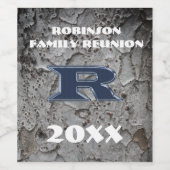 Rustige gezinshereniging Blauwe letter R Monogram Wijn Etiket (Enkel label)