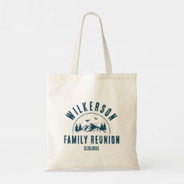 Rustige gezinshereniging Cabin Retro Cool Navy Tote Bag