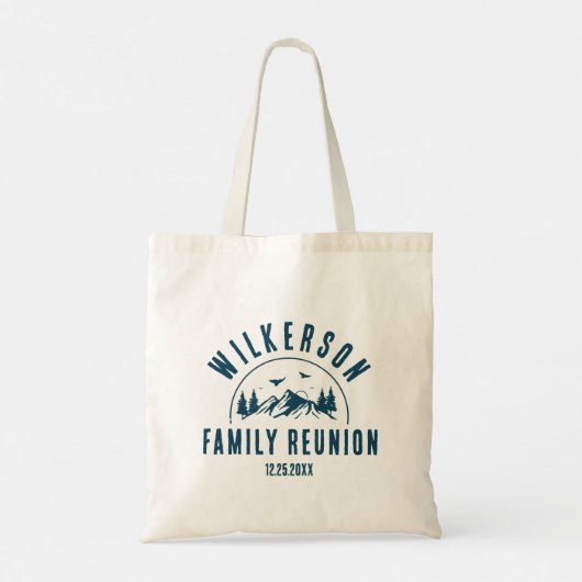Rustige gezinshereniging Cabin Retro Cool Navy Tote Bag (Achterkant)