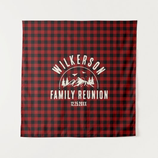 Rustige gezinshereniging Cabin Retro Red Pset Wandkleed (Voorkant)