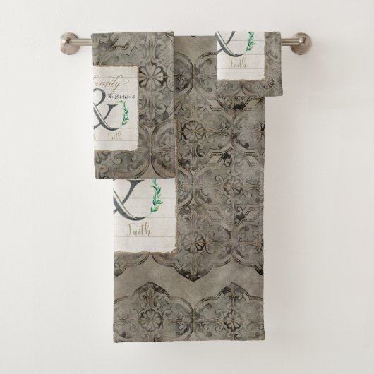 Rustige gezinshuisvesting — Damaskunst verhard Bad Handdoek (Insitu)