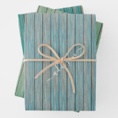 Rustige Ggreen Blue Wood Cadeaucode Inpakpapier Vel (In situ)