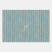 Rustige Ggreen Blue Wood Cadeaucode Inpakpapier Vel (Voorkant)