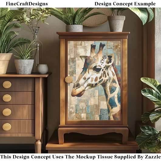Rustige Giraffe Patchwork Achtergrond EB6L Decoupa Tissuepapier