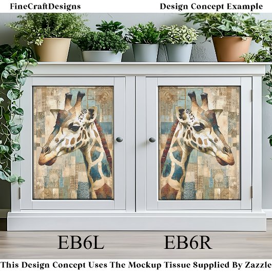 Rustige Giraffe Patchwork Achtergrond EB6L Decoupa Tissuepapier