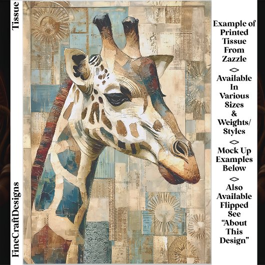 Rustige Giraffe Patchwork Achtergrond EB6R Decoupa Tissuepapier