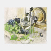 Rustige glaasjes met een wijnvat en druiven Drijns Fleece Deken (Voorkant (Horizontaal))