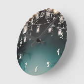 Rustige Glam Palm Trees & Mason Jar Lights Ronde Klok (Hoek)