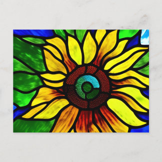 Rustige Glas in lood Kijk uit Land Sunflower Briefkaart