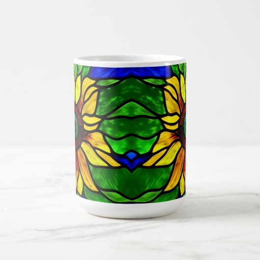 Rustige Glas in lood Kijk uit Land Sunflower Koffiemok (Center)