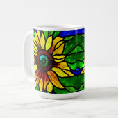 Rustige Glas in lood Kijk uit Land Sunflower Koffiemok (Voorkant links)