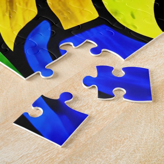 Rustige Glas in lood Kijk uit Land Sunflower Legpuzzel (Zijkant)