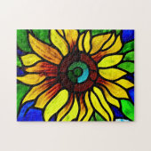 Rustige Glas in lood Kijk uit Land Sunflower Legpuzzel (Horizontaal)