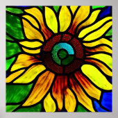 Rustige Glas in lood Kijk uit Land Sunflower Poster (Voorkant)