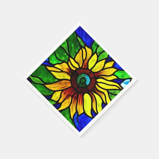 Rustige Glas in lood Kijk uit Land Sunflower Servet (Hoek)