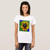 Rustige Glas in lood Kijk uit Land Sunflower T-shirt (Voorkant volledig)