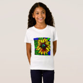 Rustige Glas in lood Kijk uit Land Sunflower T-shirt (Voorkant volledig)