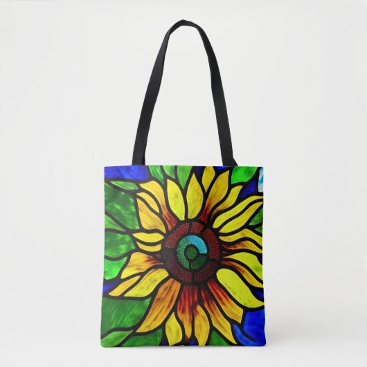 Rustige Glas in lood Kijk uit Land Sunflower Tote Bag (Voorkant)