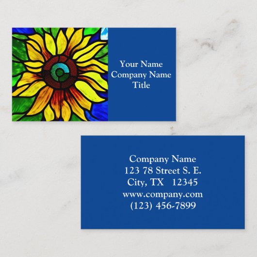 Rustige Glas in lood Kijk uit Land Sunflower Visitekaartje (Voorkant / Achterkant)