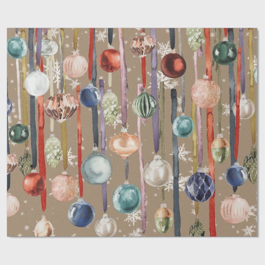 Rustige  glazen siervoorwerpen op lint cadeaupapier (Vlak)